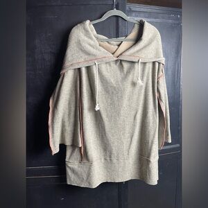 Easel Oversized Slouchy Long Sleeve Hooded Poncho Top Sz Large